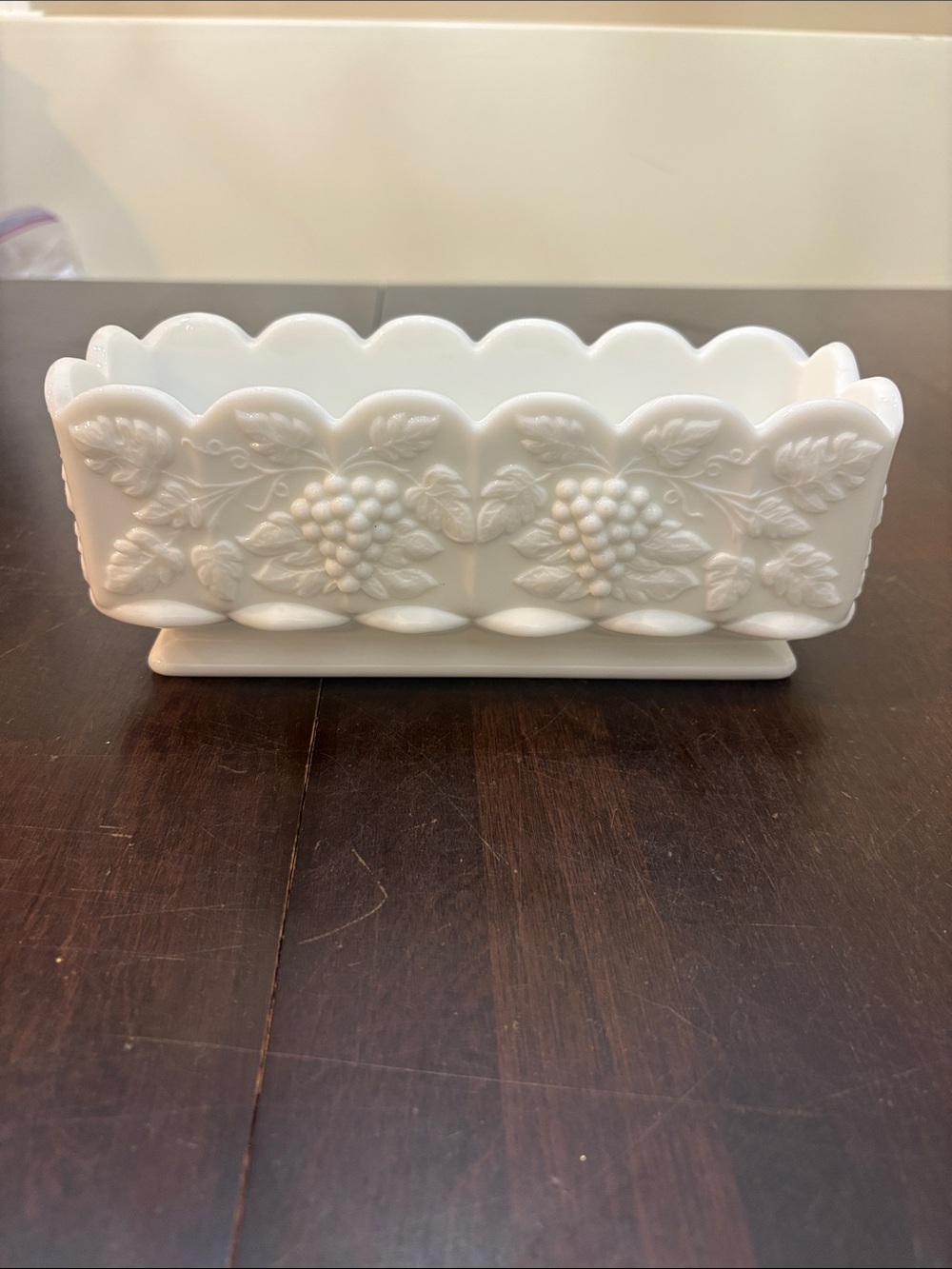 Vintage Westmoreland Milk Glass Paneled Grape Rectangle Window Planter